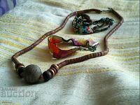 beautiful wooden necklace with 2 bead bracelets